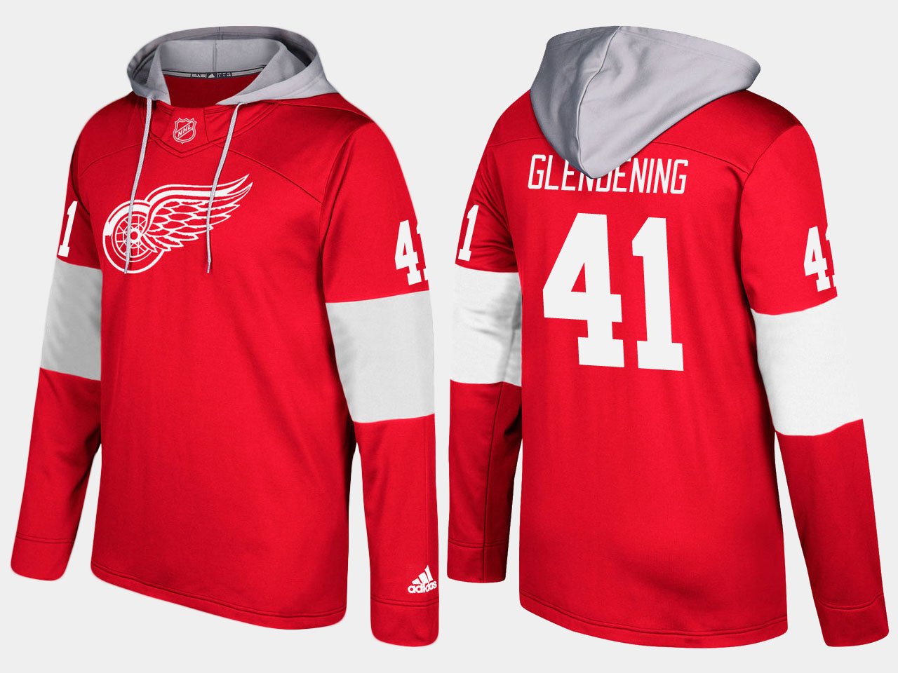 NHL Men Detroit red wings 41 luke glendening red hoodie